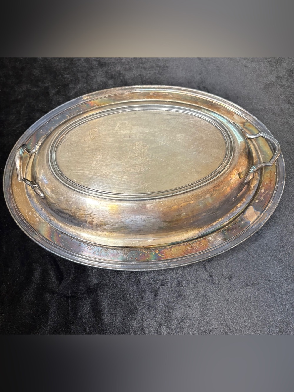 Vintage Oval Silver- Plated Covered Vegetable Dish